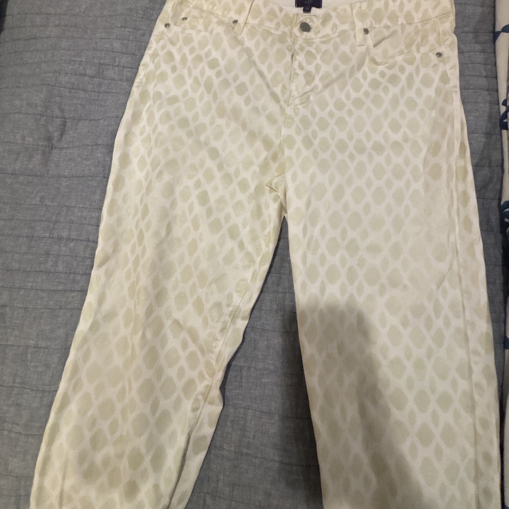 🤍NYDJ Ivory Geometric Print Pants
